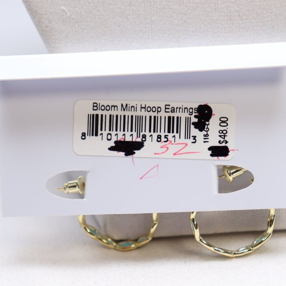 Natalie Wood Designs Gold Tone Blue Enamel Bloom Mini Hoop Earrings $48 New - Picture 3 of 3